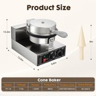 Commercial Waffle Ice Cream Cone Maker Machine 1200W Stainless Steel Nonstick