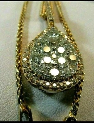 IraTouchJewlery 14k über 925 2Ct Rundschliff VVS1 Diamant Tropfen Anhänger mit Kette