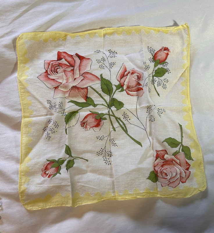 Lot of White Floral Handkerchiefs Lace Trim Embroidered Monogram "M"