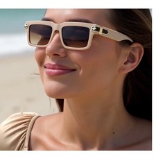 Stylish Square Frame Sunglasses Brown Gradient Lenses Designer Fashion Eyewear