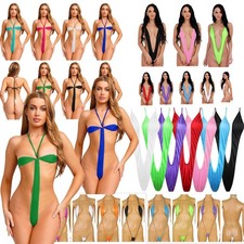 Women One Piece Micro Bikini Sling Thong Mini G-String Bodysuit Bikini Swimwear