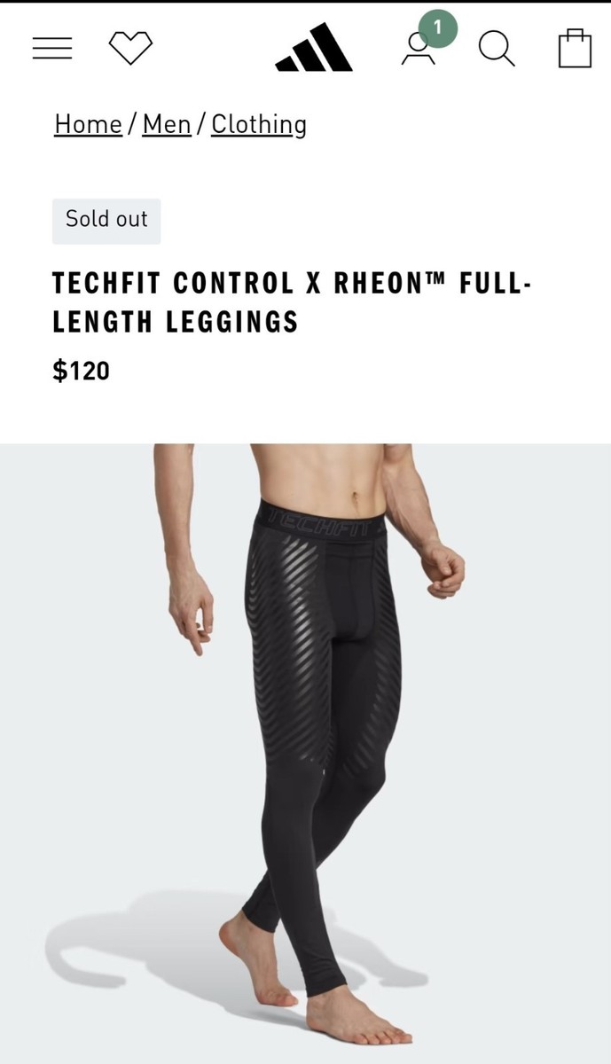 Adidas Techfit Control x RHEON Black Full Length Leggings Sz 2XL