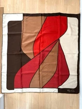Oleg Cassini Abstract Design Scarf Silk-Like Feel 30"x30" Used