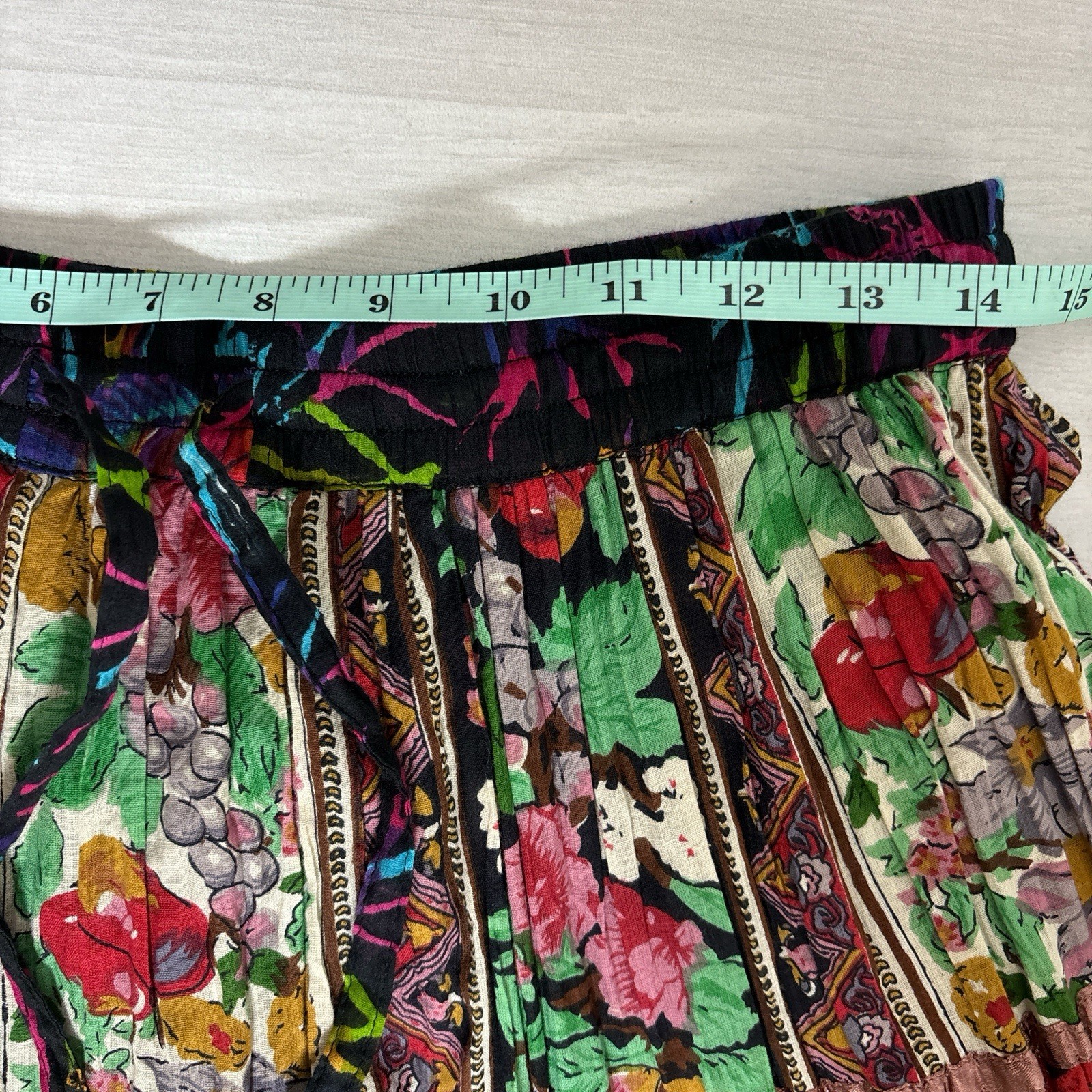 Boho Patchwork Tiered Maxi Skirt Medium Colorful … - image 7