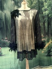 Deluxe Drag Queen Black/Silver  SHORT dress with black glitter sleeves 14/16