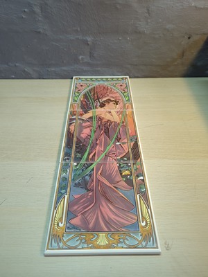 Mutya Keramikfliesenmosaik ''Abendträumerei'' 1899 Jugendstil Fliesen Vintage Repro