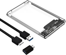 External Hard Drive Enclosure , SATA to USB 3.0 2.5 inch SSD HDD 7mm Clear