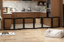 Freestanding Pet Gate for Dogs, Foldable Wooden Dog Gate for House, Extra Wid...