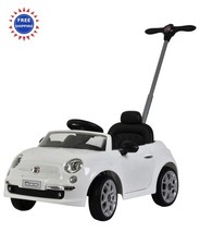 Ride On Cars Fiat 500 Push Car Stroller Adjustable Footrest Handle Horn Music