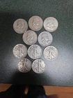 Mixed Lot of 10 Walking Liberty &Franklin Half Dollars - 90% Silver -Low Start!