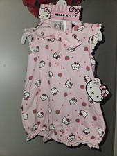 Sanrio Hello Kitty Romper W/Headband Girls NEWBORN PINK Strawberries   NWT 28