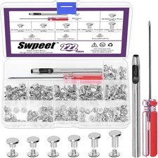 Leather Rivets Chicago Binding Screws Kit with Install Tools - 110 Set