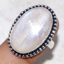 925 Silver Plated Sri-Lankan Moonstone Ring US 8 Stylish Jewelry Trendy MJ