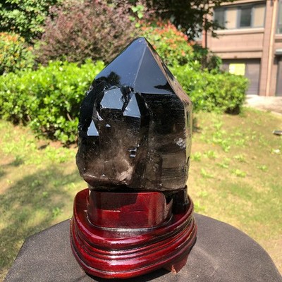 11.04LB Natural Smoky Quartz Crystal Mineral Specimen Reiki Healing+Stand