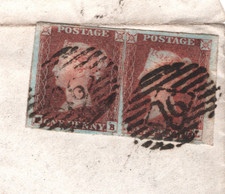 GB PENNY RED SG.10 Cover 1d Deep Red-Brown {2} London 1848 Hinckley XB93
