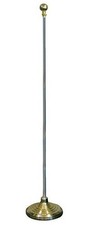 8ft Silver Indoor Flag Pole Kit Ball Topper 8' Telescoping Flag Pole Kit  Base