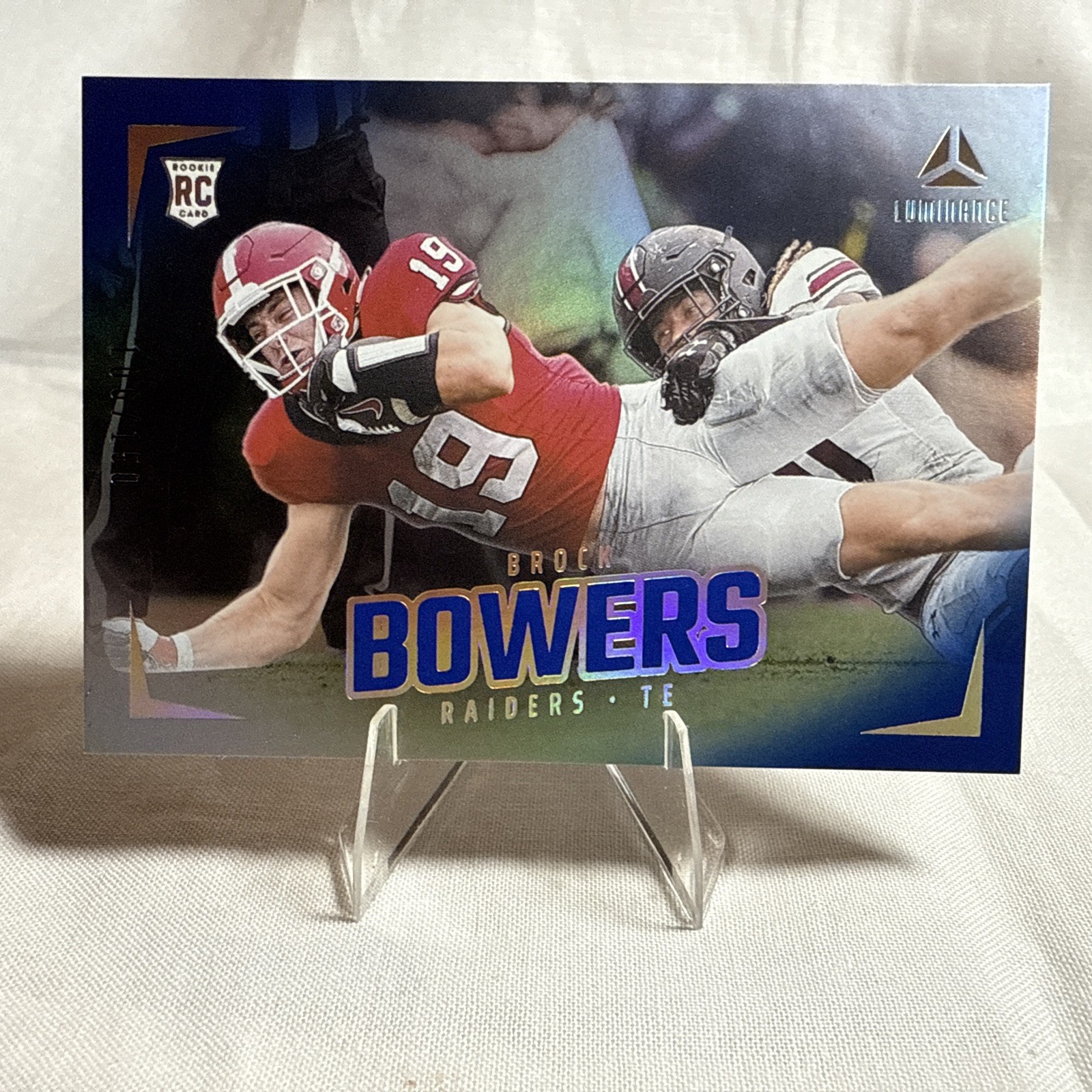 Brock Bowers 2024 Luminance RC Rookie Horizontal Blue /150 Raiders Georgia