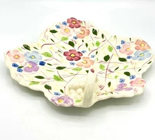 Blue Ridge China Floral Leaf Shaped Handled Plate Southern Potteries 10”