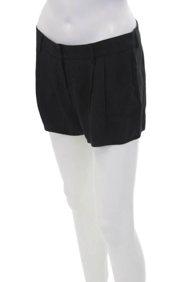 Pantalones Cortos Haute Hippie Mujer Seda Cremallera Informales Dardos Negros Talla 4 Foto 2 de 4