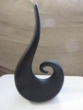 Retro/Art Deco Black Ceramic Wave Sculpture Decorative Abstract Swirl Ornament