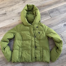 Abercrombie  Fitch Green Puffer Jacket Hooded Youth L Womens Small Cozy Coat