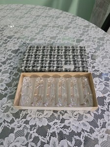 Vintage Western Germany Beautiful Crystal Knife Rests Set of 6 in Box