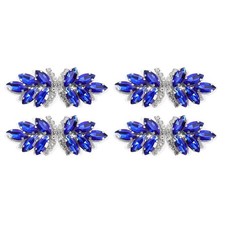 4Pcs Rhinestone Crystal Applique, Beaded Patches, Blue/Silver White