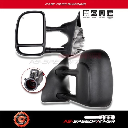 Towing Mirrors Power Heated Fits 1999-07 Ford F250-450 Super Duty Truck Pair Set
