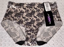 NAOMI NICOLE Ditsy Lace Waistline Champagne Black Medium Control Brief Women S L