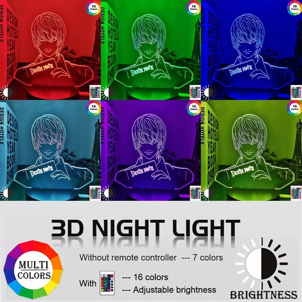 Veilleuse 16 couleurs Death Note télécommandée pour chasser l'obscurité avec style - 3