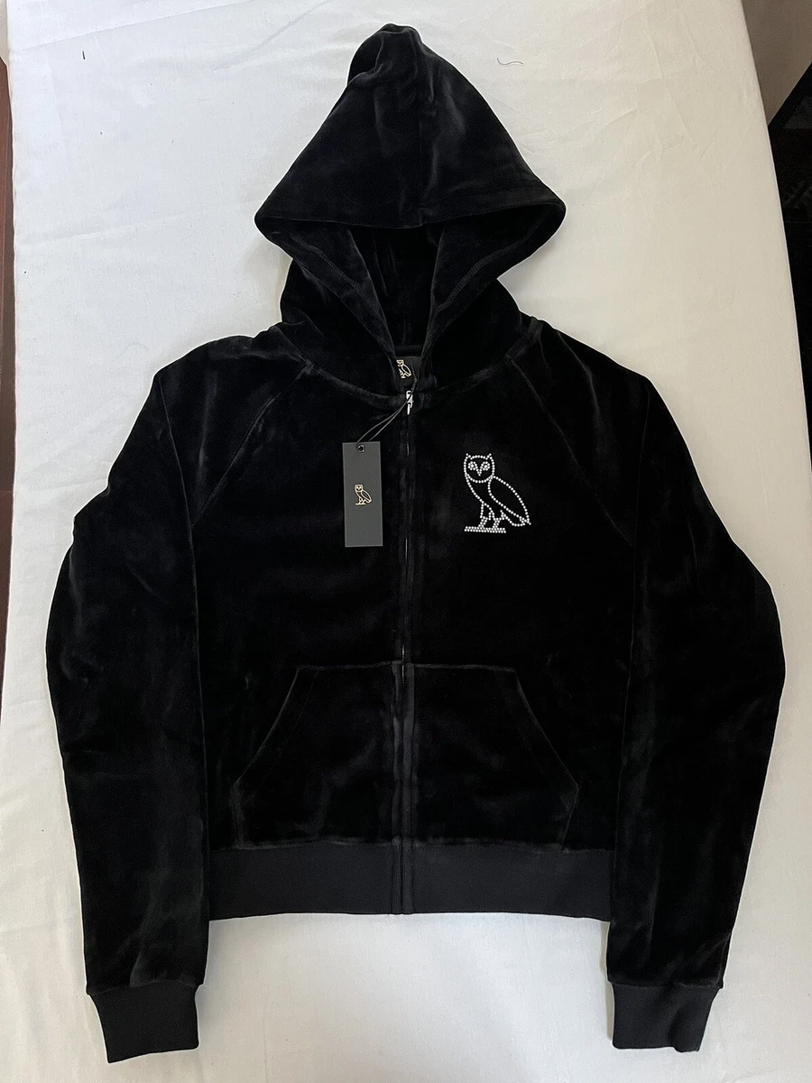 OVO Women s Velour Crystal Owl Zip Up Hoodie October s Very Own