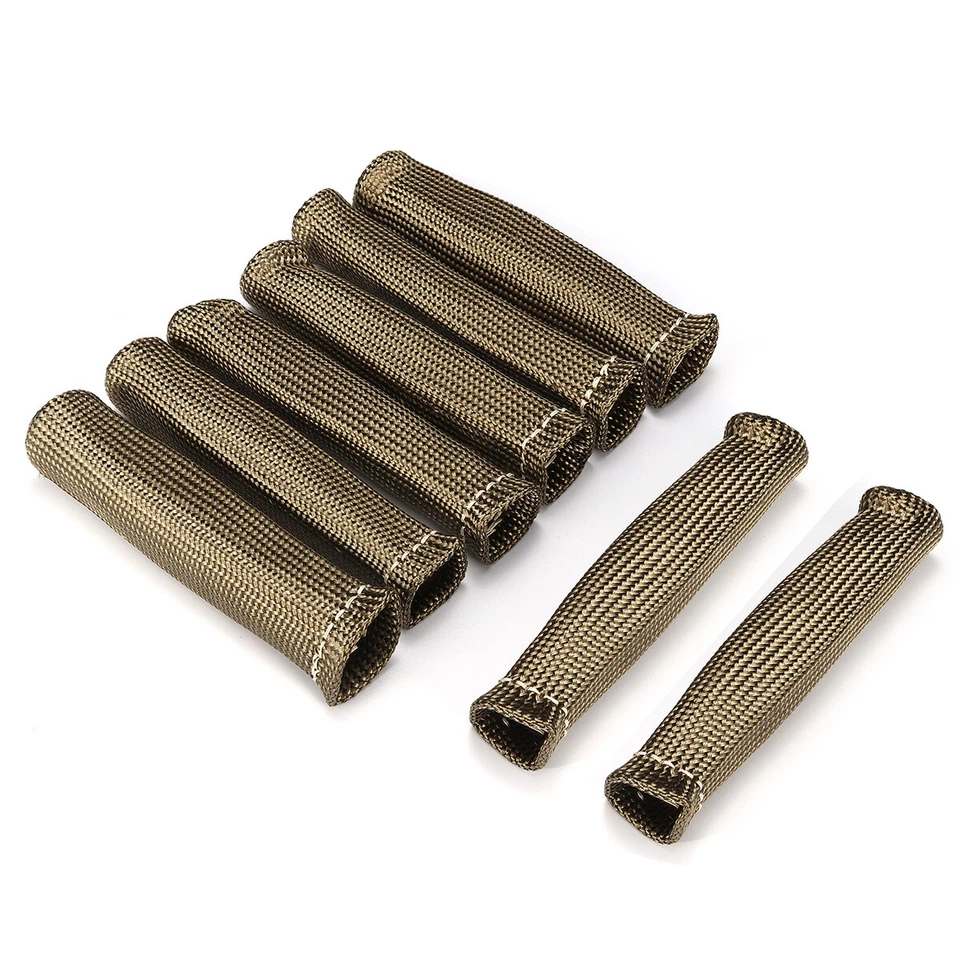 8 PIEZAS 2500°F TITANIO BUJÍA ALAMBRE BOTAS PROTECTOR TÉRMICO FUNDA SBC BBC Foto 4 de 4