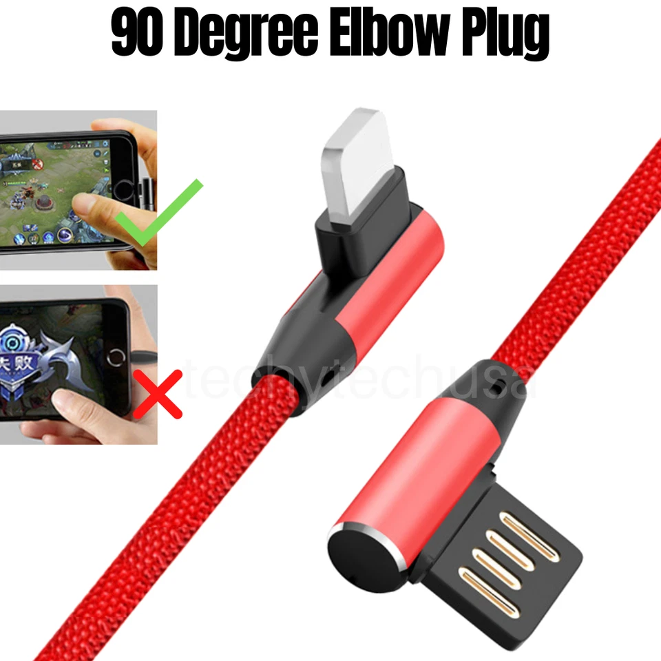 3 Pack 6Ft 90-Degree Angle USB Charging Cable For iPhone 11 XR 8 7 Charger Cord - Image 4 of 4