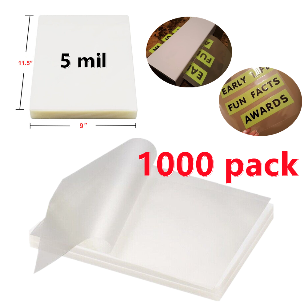 1000 Pack 5 Mil Thermal Laminating Pouches Letter Size Clear 9