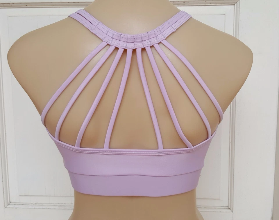 Padded Sports Gym Bra Crop Top Yoga Dance Fitness Women Strapey Purple #39 - image 3 of 4