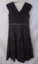 Adrianna Papell Navy Blue Sheath Cap Sleeve Textured Dress - Women's 8 - BB3