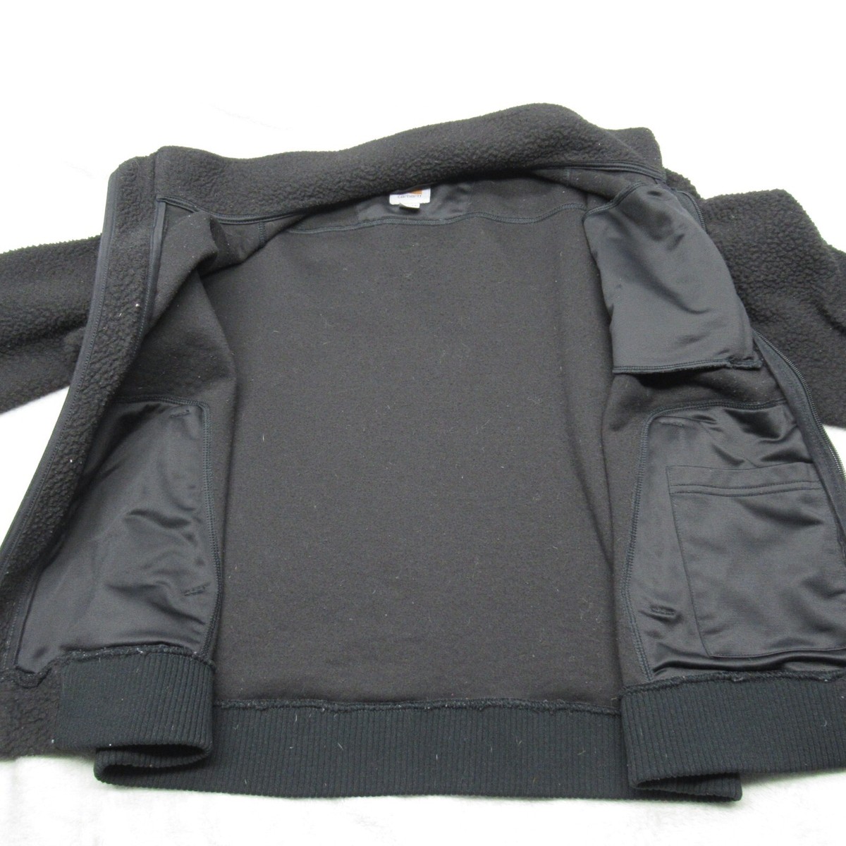 Carhartt Jacket Youth Large Black Zip Pocket Sherpa Fleece Full