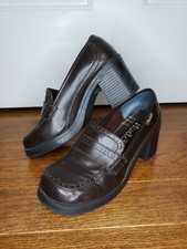 Vintage 90s Y2K MUDD Chunky Platform Heel Lug Oxford Loafers Punk Women's 7.5 M