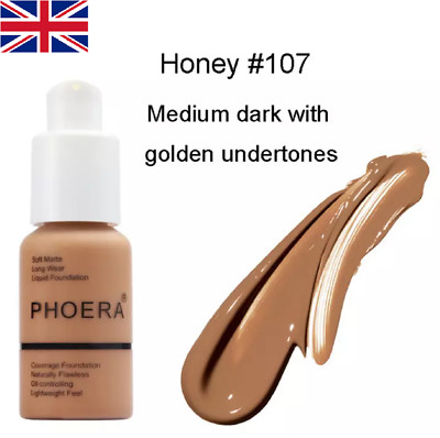 PHOERA Foundation Concealer F107 HONEY Full Coverage Matt Bright LonglastingUK