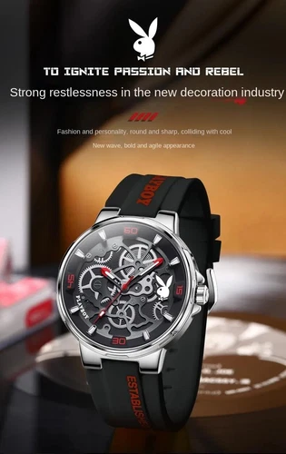 Playboy Markenuhr Trendige Wasserdicht Herrenuhr Quarzuhr - Bild 21 von 29