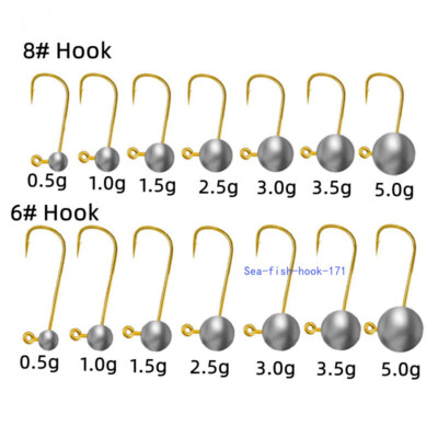 30Pcs Lead Jig Heads Fishing Hooks Crappie Lure Bait Tackle Jigs 0.5g-5g