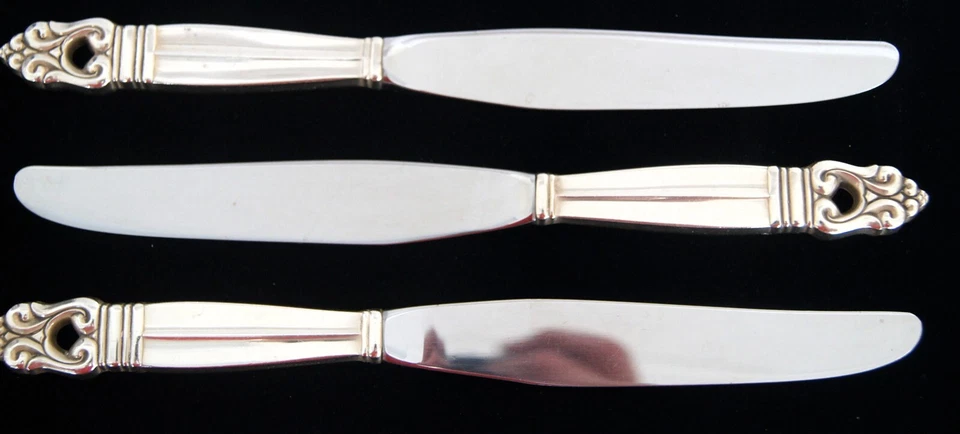 Lote de 4 cuchillos huecos modernos Royal Danish by International de plata de 9" Foto 3 de 4