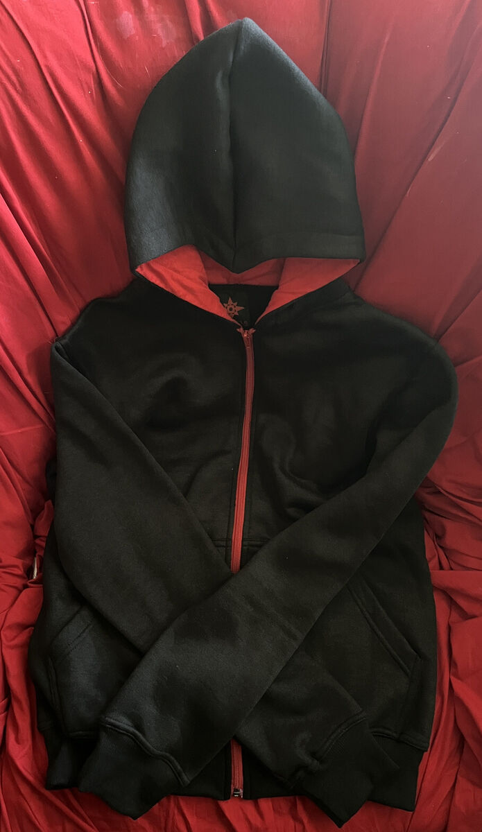 3NCIRCLE - Black Hoodie with Red Inner Pointy Hood - Medium 3NCIRCLE - Black Hoodie with Red Inner Pointy Hood - Medium
