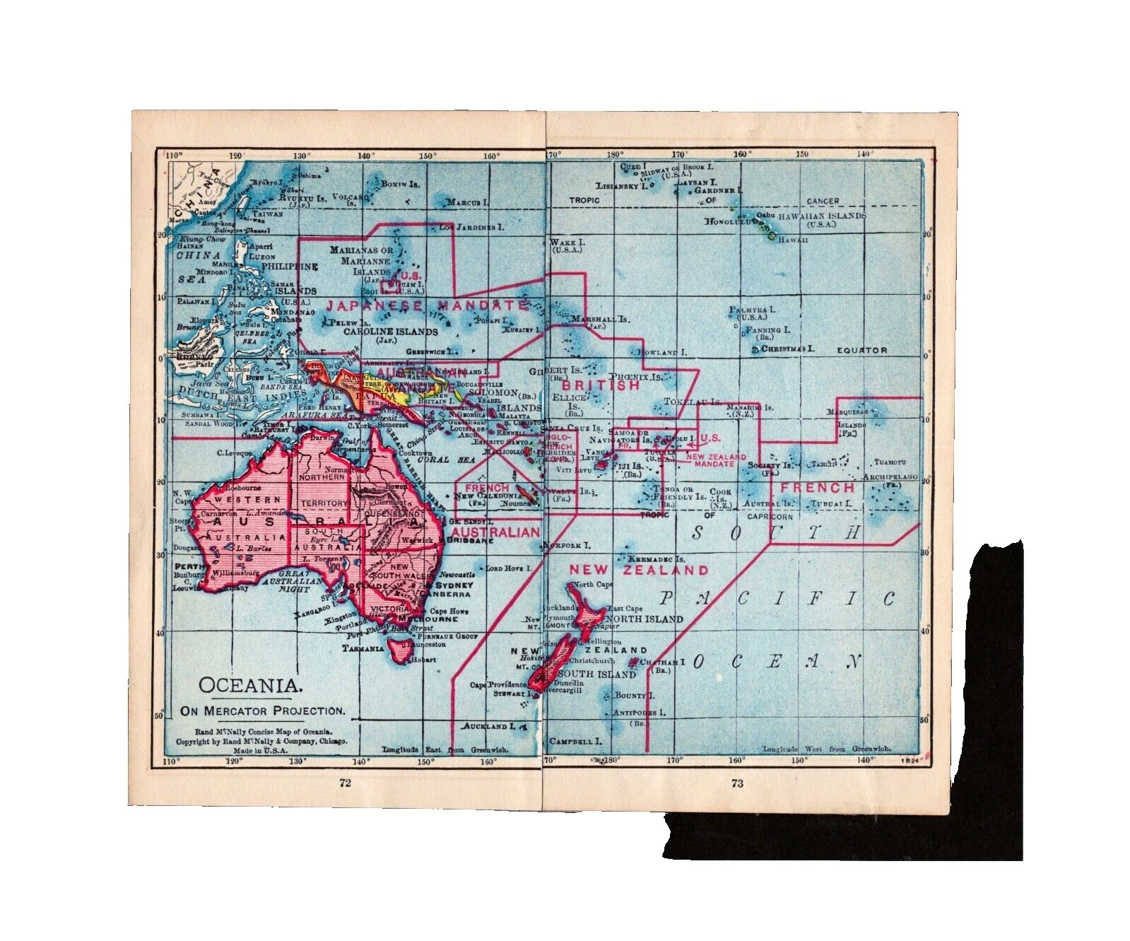 Antique Original Antique Australia/Oceania World Atlas