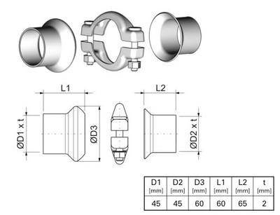 Kit De Réparation Pour Tube D'échappement PEUGEOT 206 3/5 Portes 1.6 I 89 CH - Neuf, Marque RPS