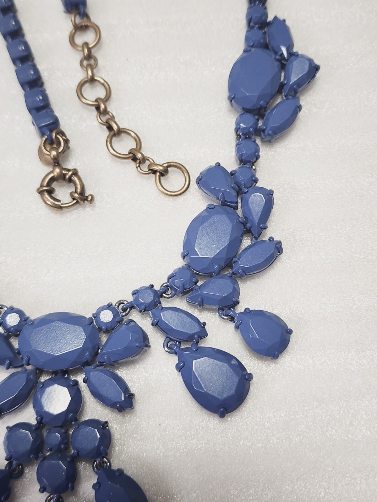 J Crew Signed Matte Blue Dangle Statement Necklac… - image 4