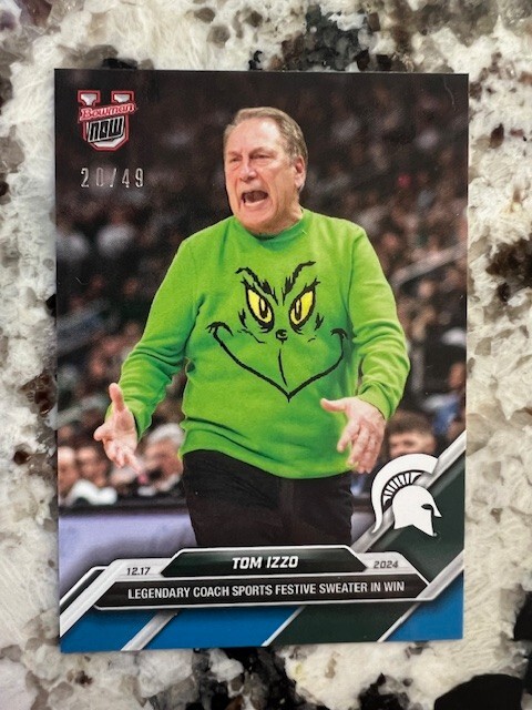 2024-25 BOWMAN U NOW BLUE PARALLEL CARD 20/49 MICHIGAN STATE TOM IZZO #34
