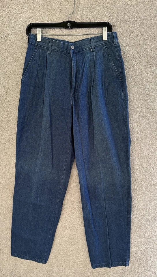 Jeans Brittania azul feminino 30x30 cintura elástica azul plissado vintage Y2K - Imagem 2 de 4