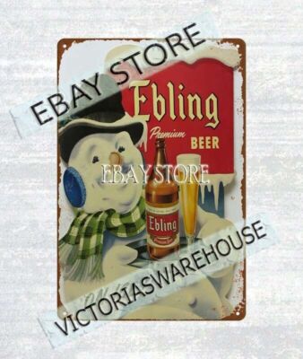Ebling German Beer Store Snowman Brewery metal tin sign decorative wall art