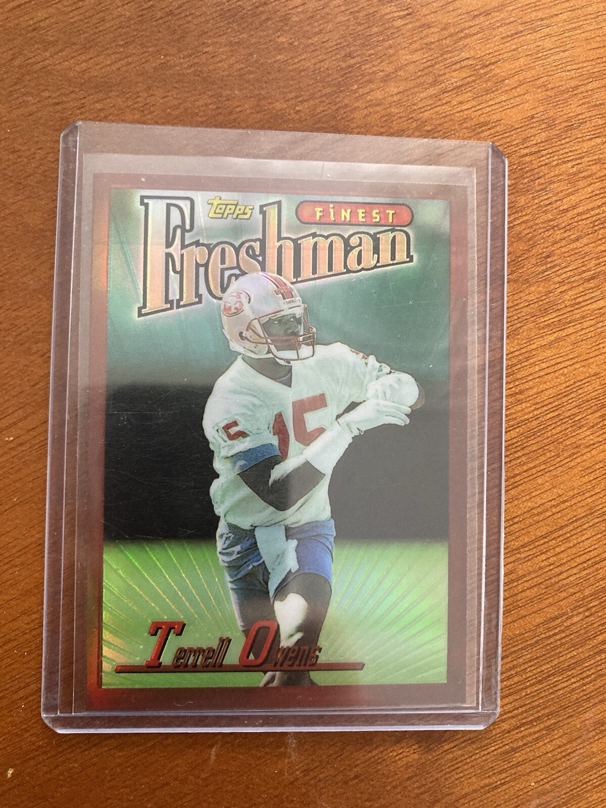 1996 Topps Finest - Refractor #338 Terrell Owens (RC) Print Line Rookie Peeled